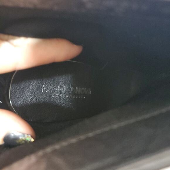 Fashion Nova | Cheryl Patent Leather Textured Reptile Chunky Heel Booties - Picture 10 of 11